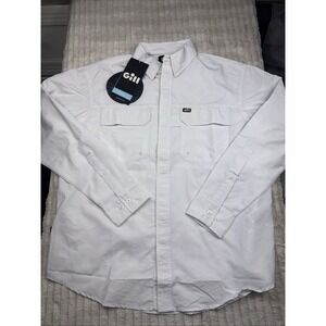 GILL Men's Small Overton White LS‎ Fishing Shirt 1113 Fly Fishing Boat Water UV